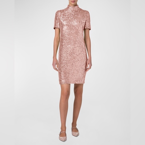 Akris New Sequined Mock Neck Short Sleeve Dress Dize US 12 $3,990.00 - Picture 1 of 16